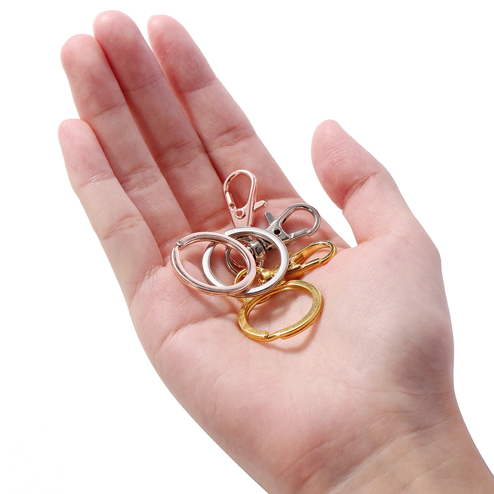 50Set Swivel Clasps Set Lanyard Snap Hooks with Key Chain Rings Keychain Clip Hooks for DIY Key Chain Bag Holder Supplies