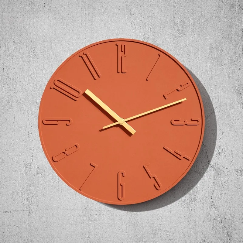 Minimalist Wall Clock Exposed Concrete Clocks Silent 3D Wall Clock Modern Decorative Wall-mounted Watch Bedroom Home Decor