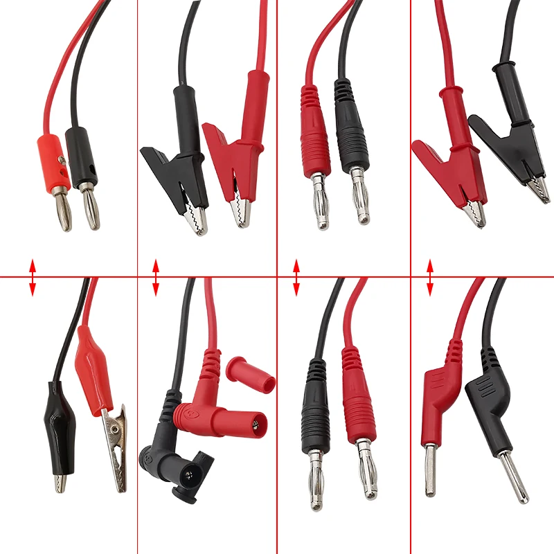 1Pcs Universal Multimeter Test Leads 4mm Banana Plug to Alligator Clips/4mm Banana Plug/Test Hook/ Probe Needle-tip Wire Cable