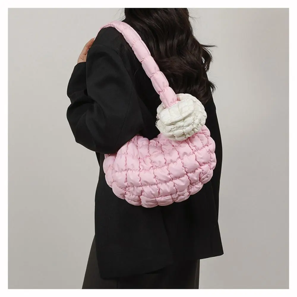 Portable Solid Color Cloud Pleated Coin Purse Mini Handbag Quilted Small Wallet Sling Hanging Card Bag Key Bag