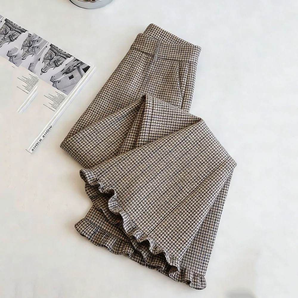 

Printed Flounce Hem Wide Leg Pants Women's 2026 Early Spring New Flowy Light Luxury Versatile Loose Pattern Long Trousers