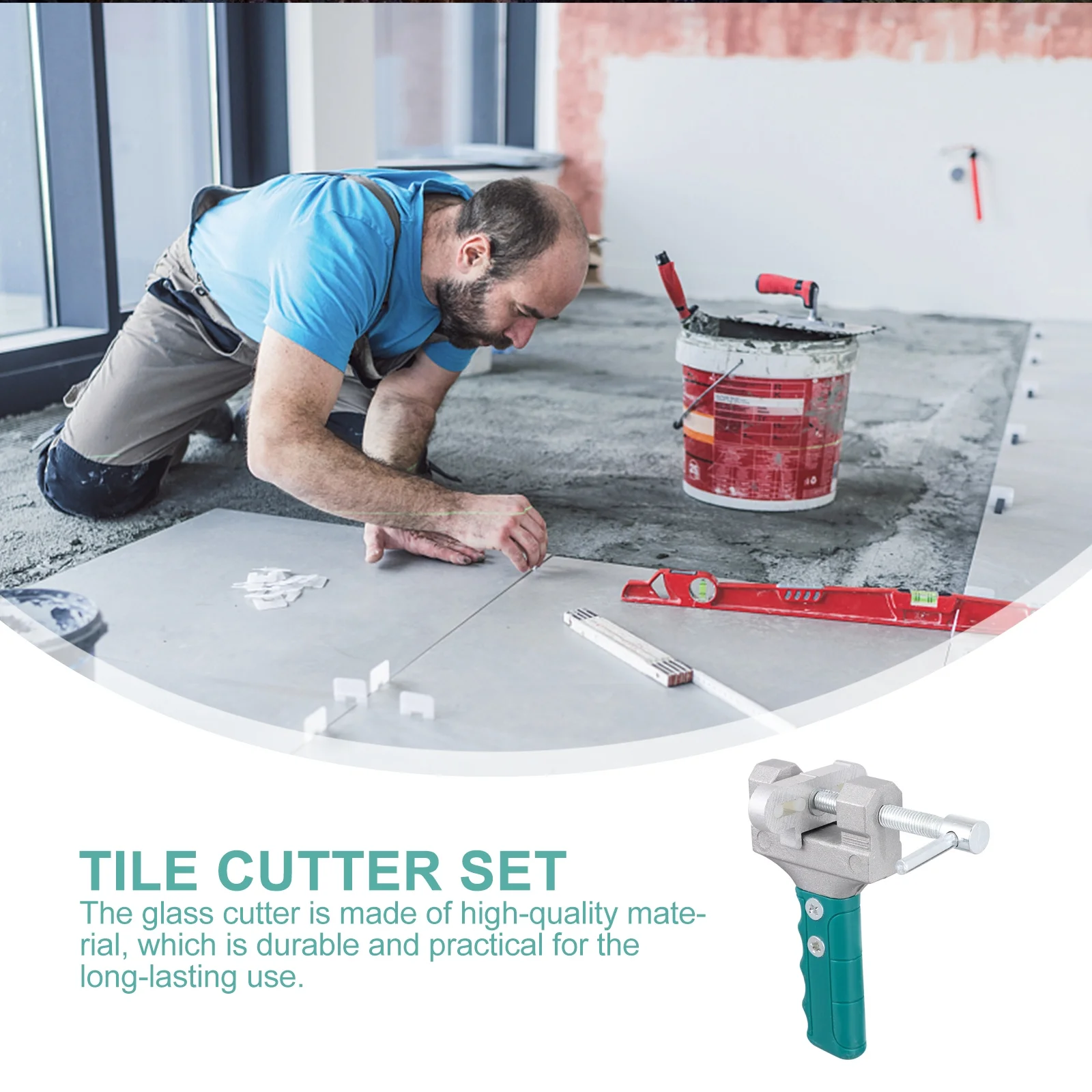 

1Set Tile Cutter Glass Cutter Tool Kit Roller Design Ergonomic Non-Slip Handle for Glass Mirror Tile Bottle Cutting