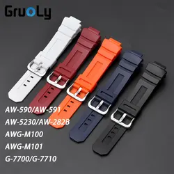 TPU Rubber Watchband Straps For Casio AW-590/AW-591 AW-5230/AW-282B AWG-M100 AWG-M101 G-7700/G-7710 Replace Band Accessories