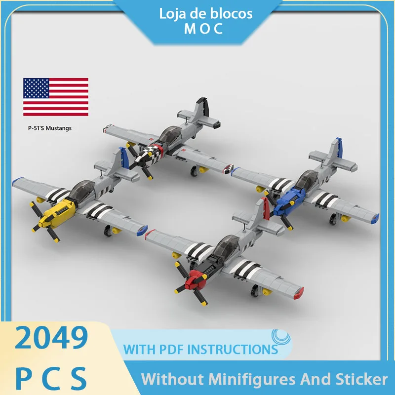 

Exquisite new MOC building block military model P-51 Mustang fighter jet technology modular holiday gift toy DIY assembly set