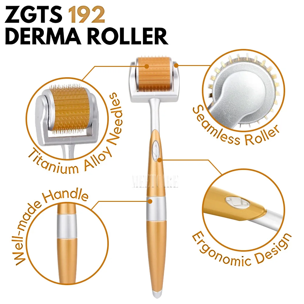 ZGTS Derma Roller 192pin igieł Dermaroller z mikroigłami do twarzy Derma zwijanie blizn usuwanie rozstępów po cellulicie