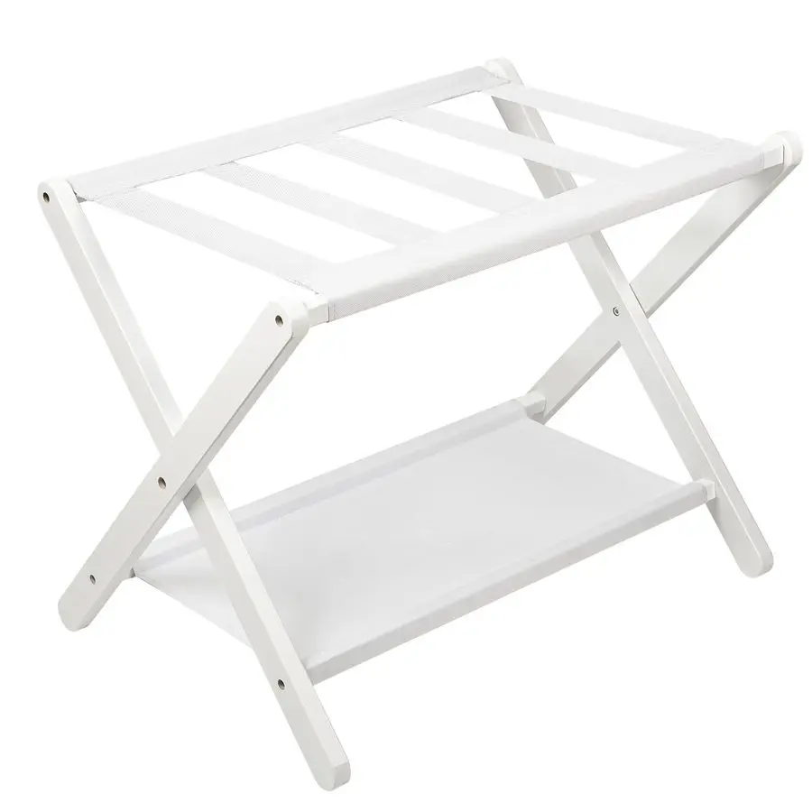

Luggage Rack, Folding Suitcase Stand with Storage Shelf,Bamboo Luggage Stand for Guest Room,Bedroon and Hotel,Holds up to 131 l