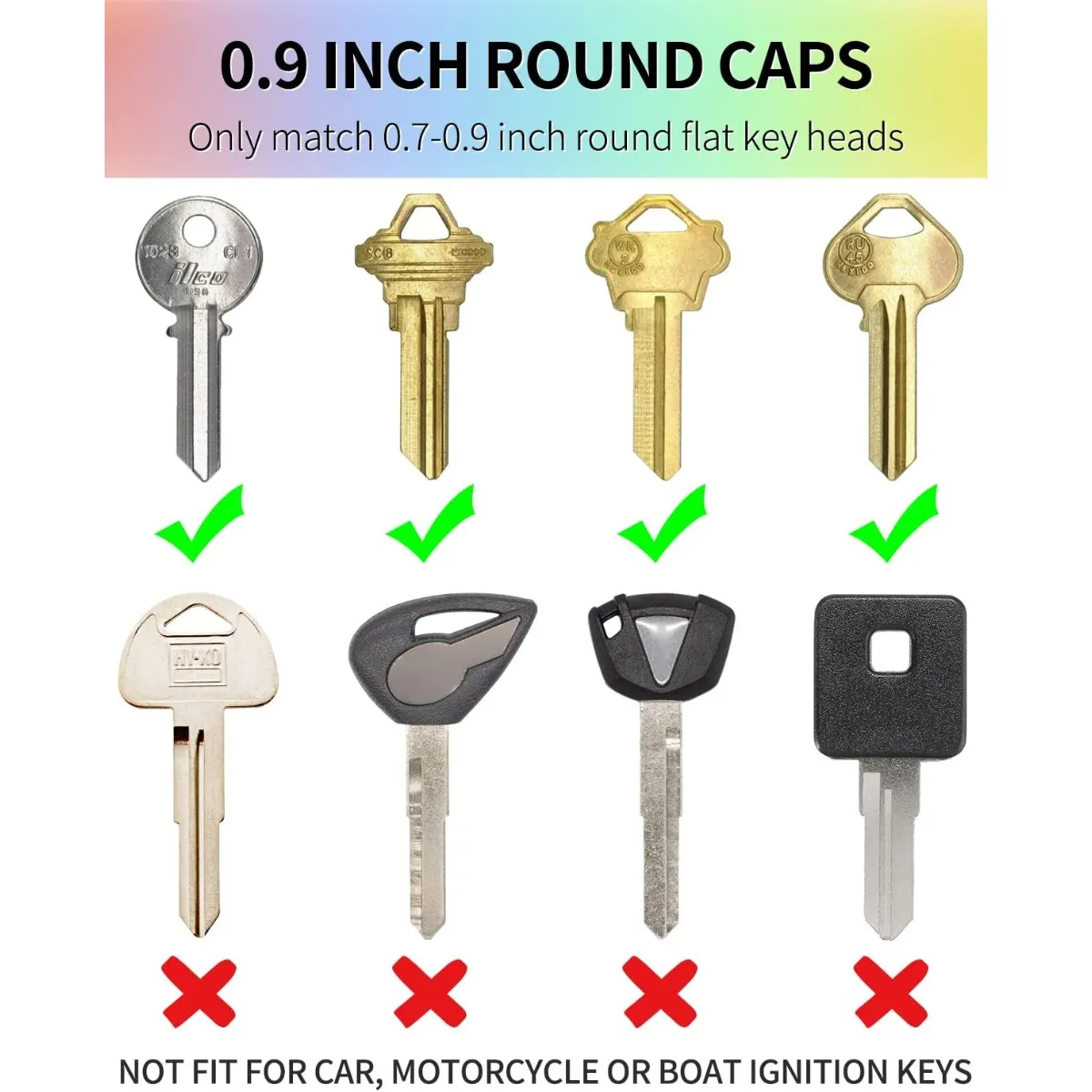 21pcs Round Key Caps Covers Set-  Plastic Identifier Label Tags for Standard Round Flat House and Larger Square Rhombus Keys