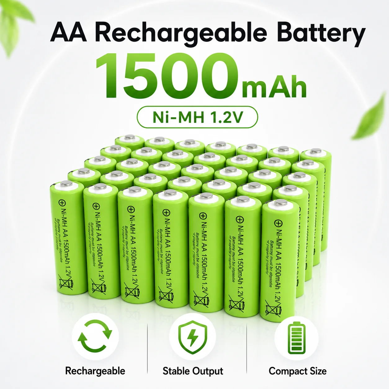 

1.2V 1500mAh AA Ni-MH Rechargeable Batteries High Capacity Replacement Cells for Mic Bubble Toy Automatic Bubble Blower