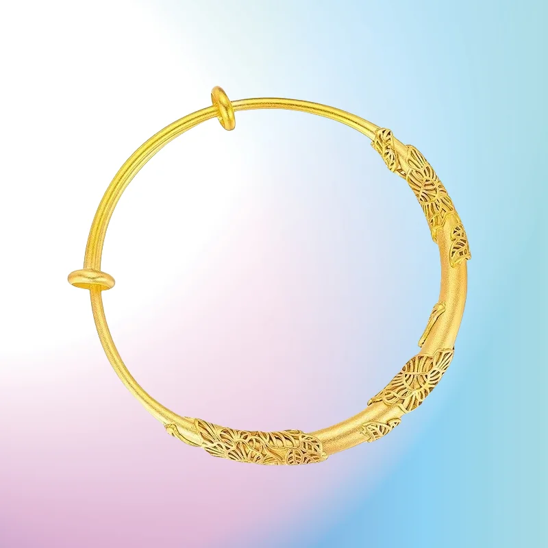 

new 9999 real gold 24K yellow gold Ancient French gold leaf bracelet