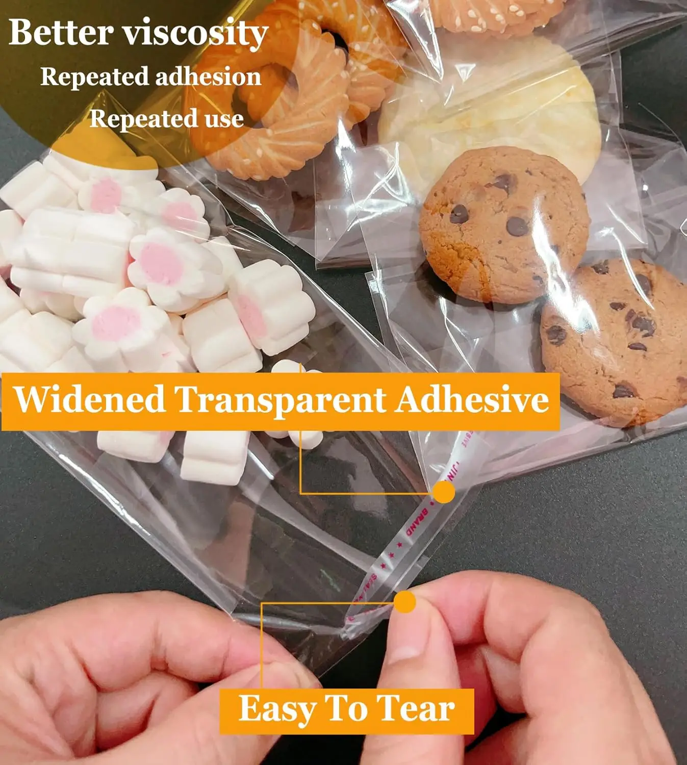 Sacchetti per biscotti trasparenti da 4x6", 320 pezzi, plastica autosigillante per panetteria e confezioni regalo.
