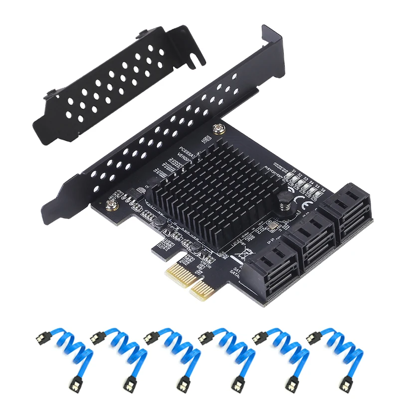 6/4 Port PCIE SATA 3.0 Card PCI Express SATA3 Controller Card 6Gbps Internal Adapter Converter PCI SATA 3.0 Expansion Card Riser