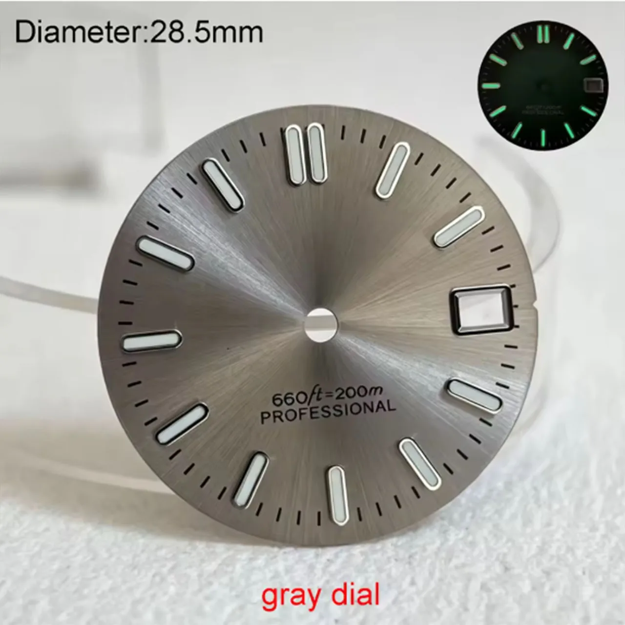 28.5mm Nh35 S Logo Dial Blue Silver Gray Black Sunray Dial For Nh35 Movement Green Lumen Hands Nh35 S Dial Watch Accessories