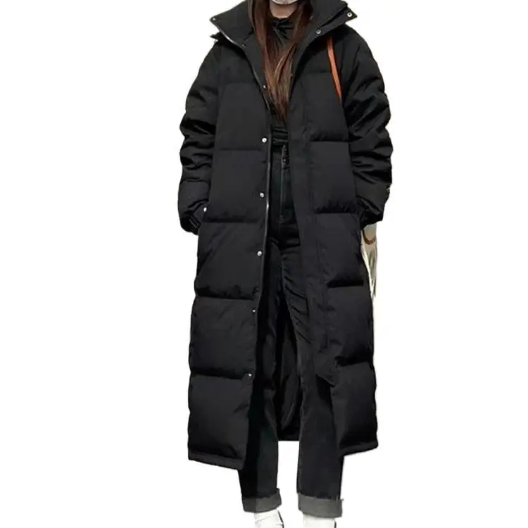 2024 New Women Thick Warm Coat 90 White Duck Down Coat Stand Collar Hooded Women Long Winter Coat Casaco Feminino