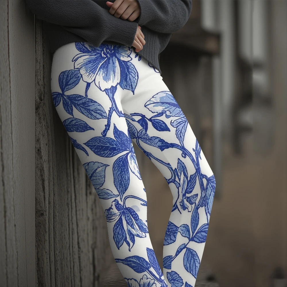 

Vibrant Colorful Floral Leggings with Green Vines on White Background Tight-Fit for Fitness Enthusiasts and Daily Activewear