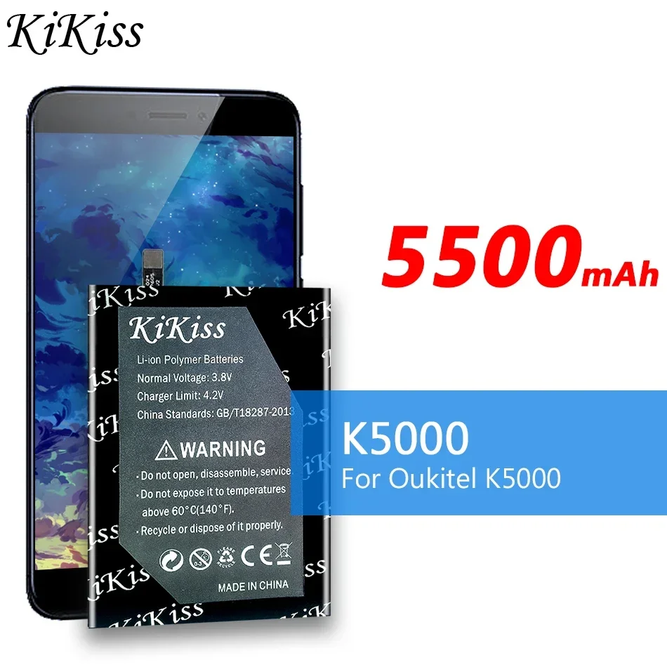 

KiKiss аккумулятор большой емкости 5500 мАч для Oukitel K5000, сменные аккумуляторы K-5000 K 5000, аккумулятор для мобильного телефона