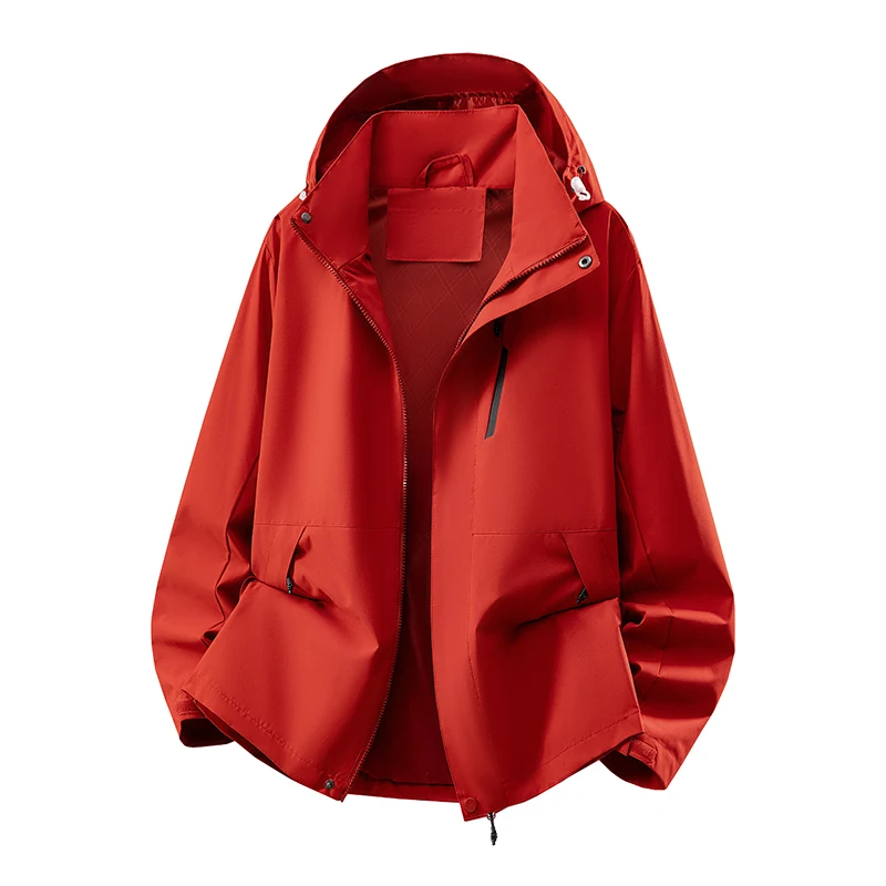 Herren Outdoor-Jacke mit Kapuze, wasserdicht, winddicht, leicht, für Wanderungen, Camping, als Windjacke, lässiger, einlagiger Mantel, Mintgrün. – Detail 2