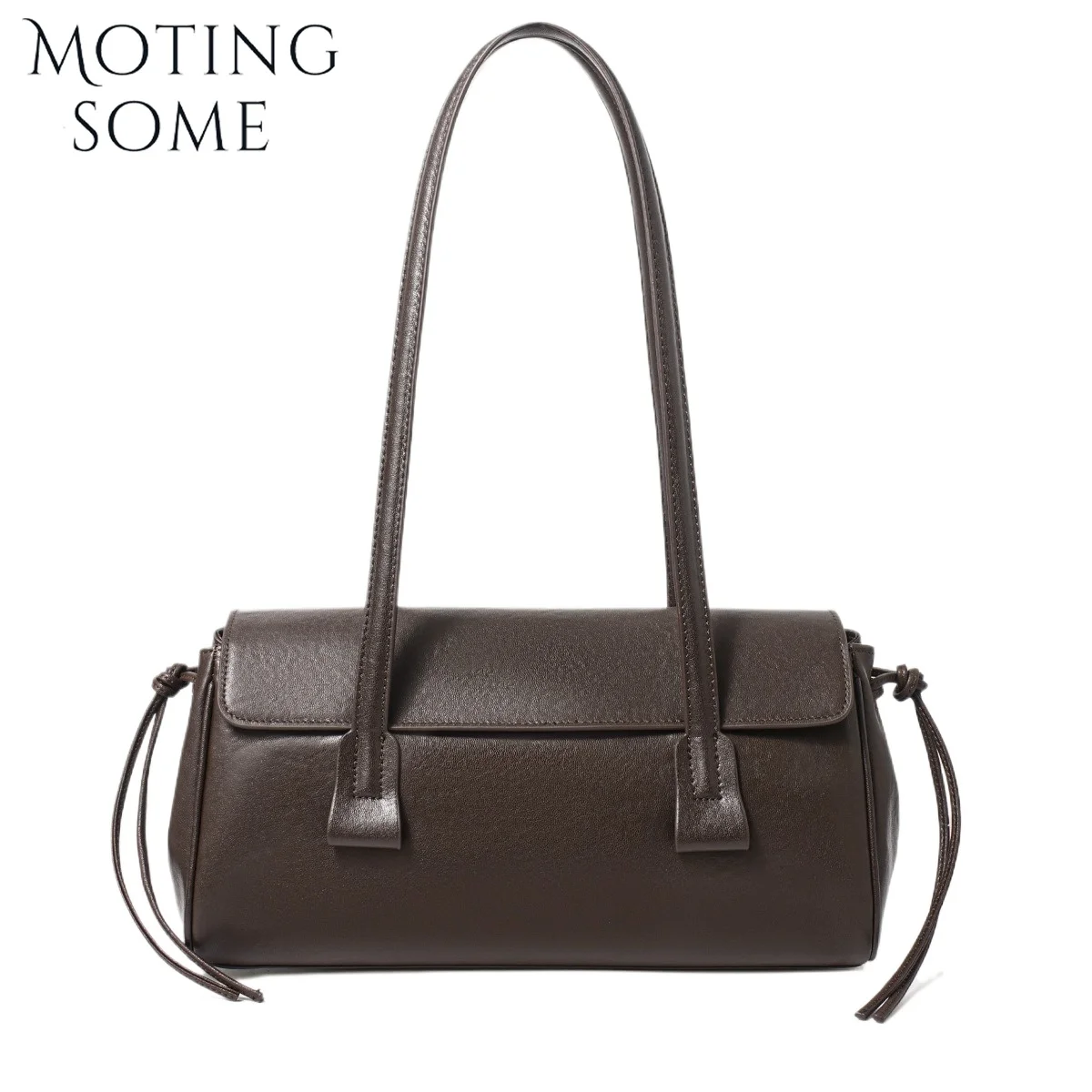 

Motingsome Boston Bag Женская сумка подмышки Роскошная сумка из кожи растительного дубления Коровья кожаная сумка-тоут с подушкой на плечо Черная новинка