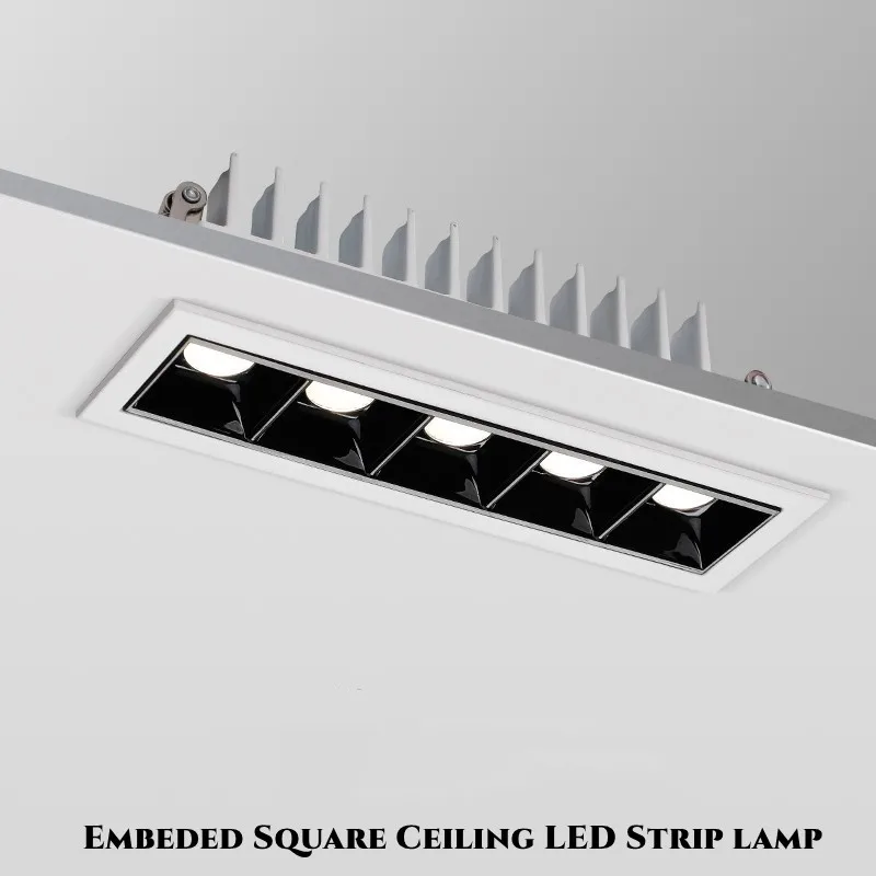 Lumière de calandre de plafond Led carrée encastrée à intensité variable 3W 6W 9W 15W 20W 30W 110V 220V lumière linéaire Led COB Spot lampe vers le bas