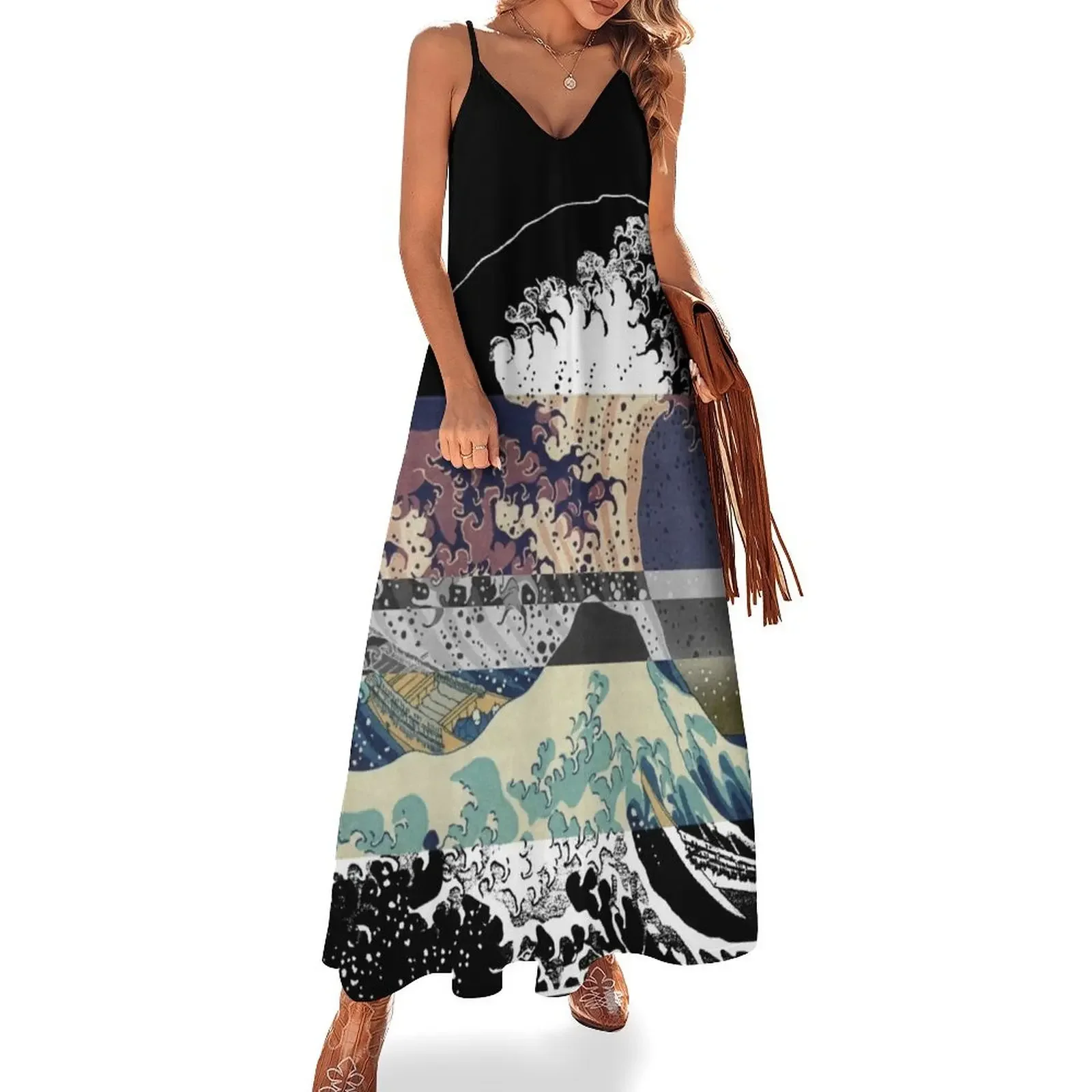 

the great wave color glitch Sleeveless Dress summer clothes for women chic and elegant evening dress evening dresses luxury 2024