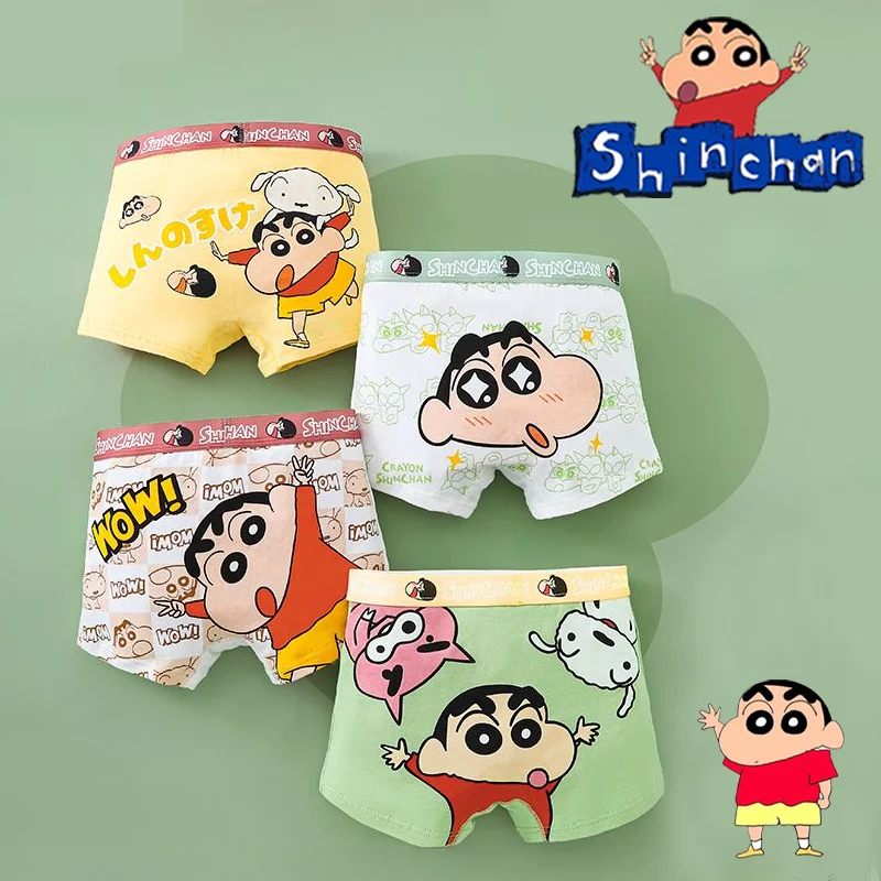 4pcs/set Crayon Shin-chan Children Cotton Underpants Cartoon Cute Boys Fashion Printed Boxers Shorts Cotton Four-corner Pants