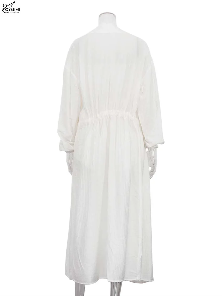 Oymimi Fashion Pink Loose 3 Piece Sets Woman Outfit Elegant Long Sleeve Lace-Up Robe And Strapless Bra + Simple Shorts Sets