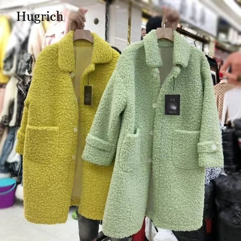 Hanbok-abrigo de piel de imitación de cordero para mujer, chaqueta de plumón esponjosa de gran tamaño, top de invierno