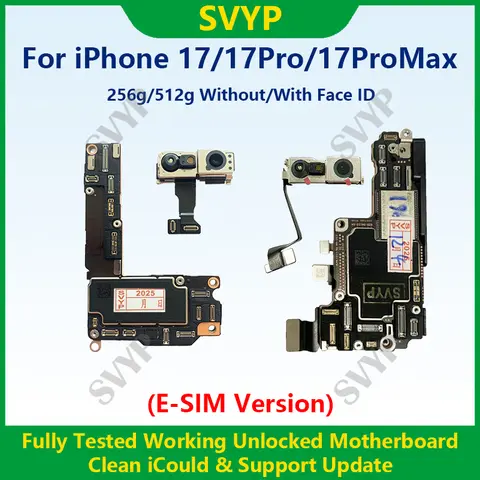 Fully Tested 100%Working Mainboard For iPhone 17 Pro Max Mainboard With Face ID Without iCloud And Unlocked E-SIM Version