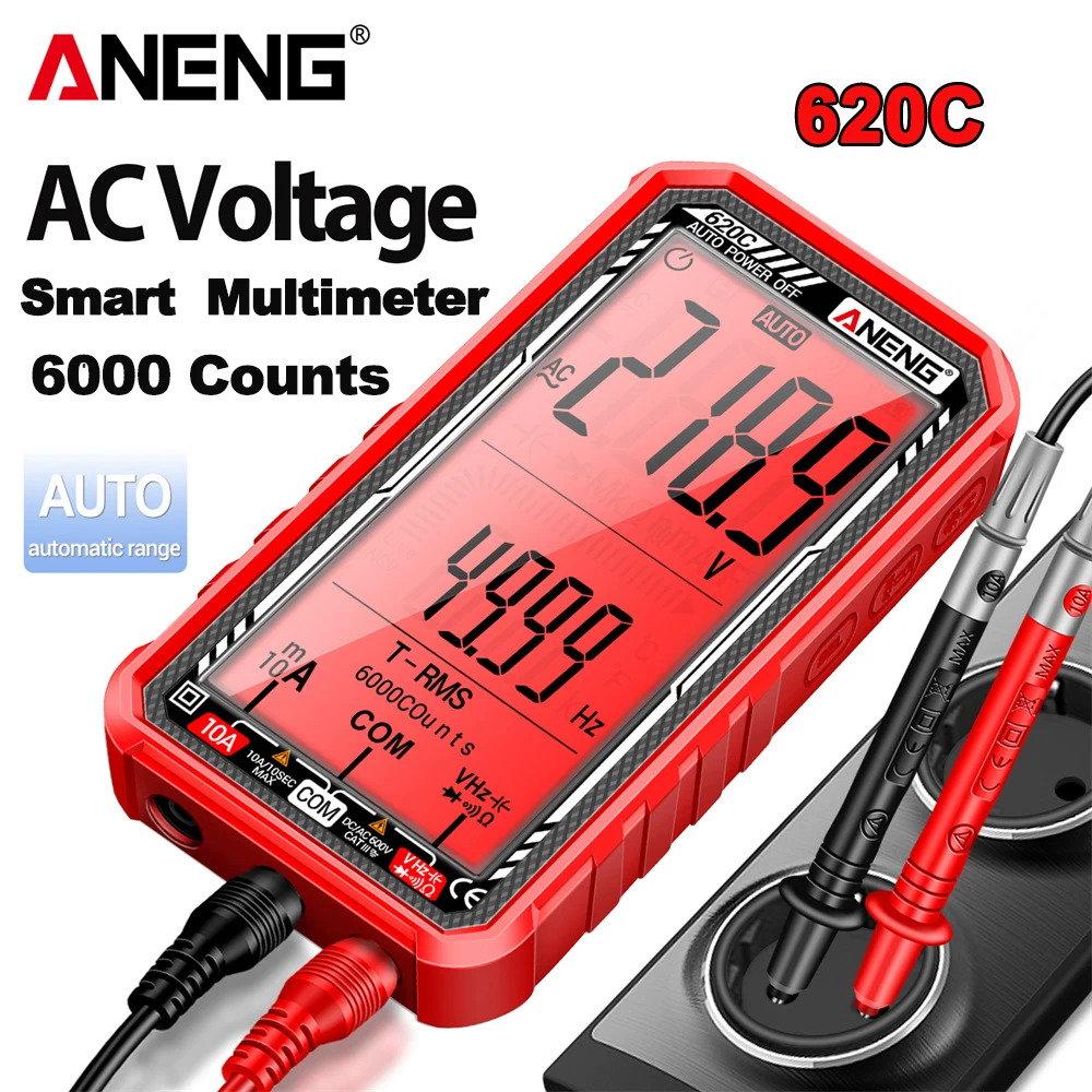 ANENG 620C Smart Multimeter Digital Voltage Tester 6000 Counts AC/DC Voltage Ammeter Current Capacitor Resistance Hertz Diode