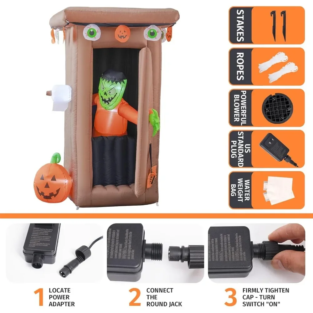 6FT Halloween Inflatable Outdoor Decoration Built-in LED- Self-Inflating Animated, Zombie Outhouse Weather-Resistant Yard