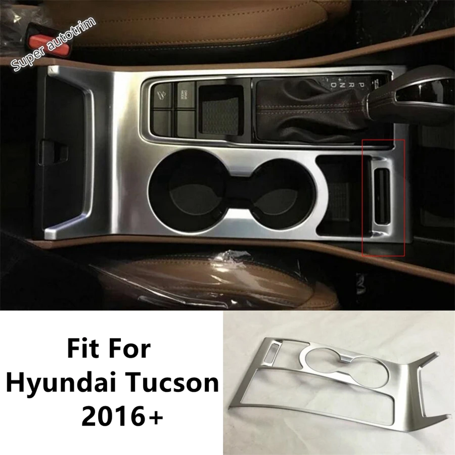 

Front Seat Water Cup Holder Panel Frame Cover Trim For Hyundai Tucson 2016 2017 2018 2019 2020 ABS Chrome Accessories Interior