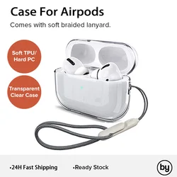 Clear Soft TPU Earphone Case For Airpods 4 3 2 1 Pro Pro2 Shockproof with Strap for Airpods 4 Charging Case Cover Accessories