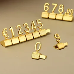 12Pcs/Set Gold 3D Combined Price Tag Adjustable Number Signs Cube Dollar Euro Currency Symbol Jewelry Store Price Display Tags