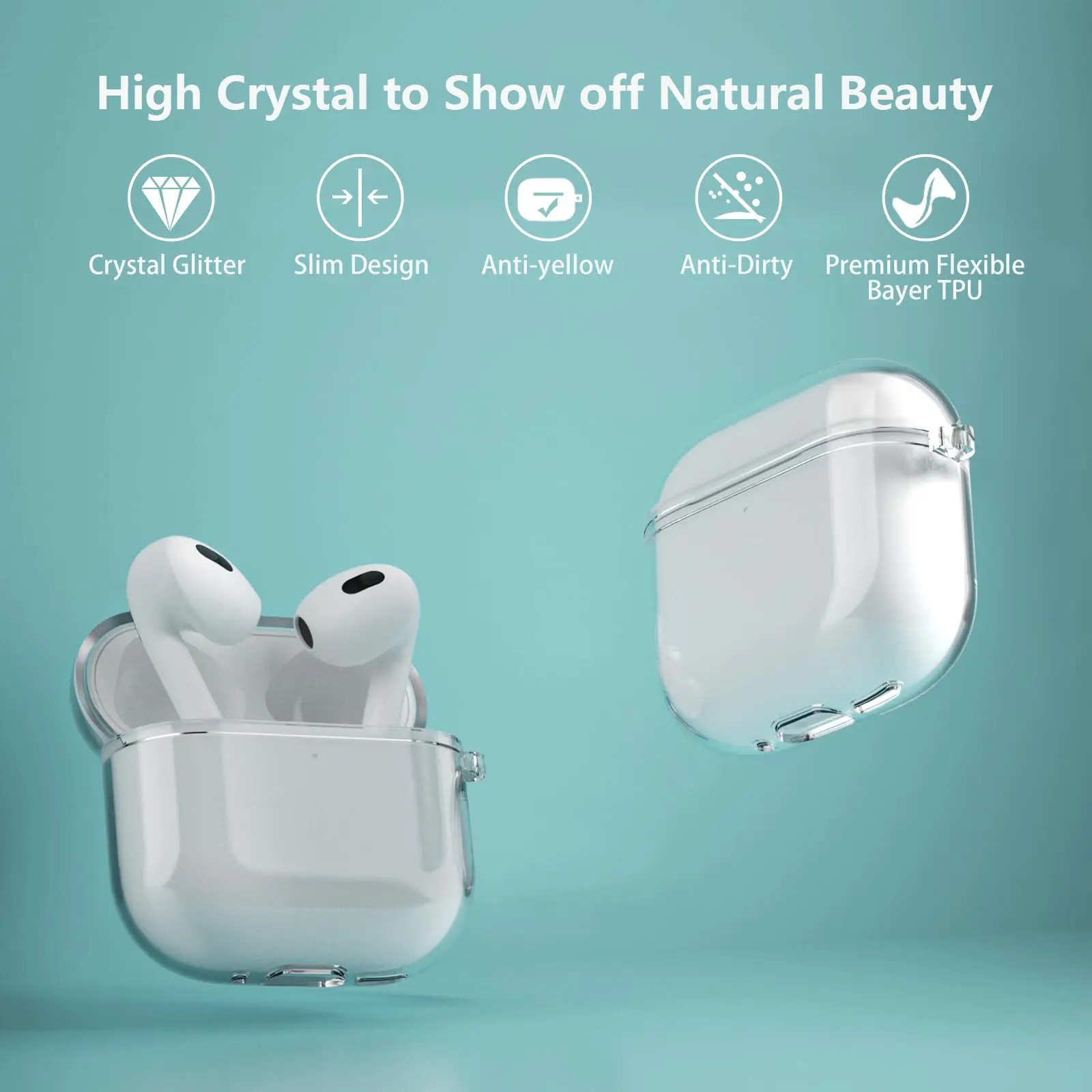 Clear Case for Airpods 4 Case 2024 Full Protective Case with Cleaning Kit Case Cover Soft Shockproof TPU Case for Airpods 4