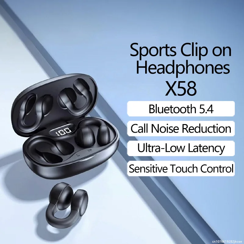 New X58 TWS Earphones Wireless Bluetooth Open Headsets HiFi Stereo Sport Earbuds HD Mic Call Ear Clip Headphones for Android IOS