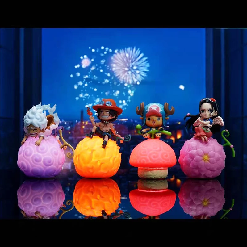 

Anime One Piece Devil Fruit Night Light Nika Luffy Cute Figure Robin Ace Chopper Voice-Controlled Night Light Desktop Ornament