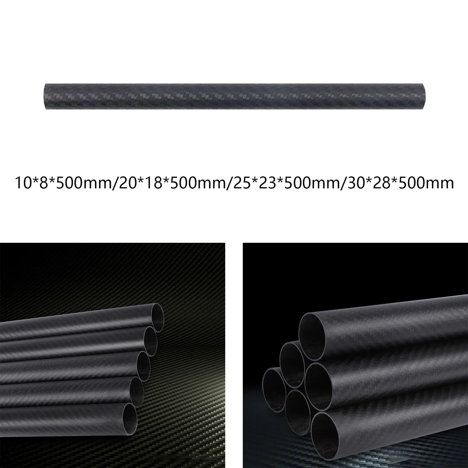 Tubo in fibra di carbonio Tubo in fibra di carbonio twill 3K Albero rotondo in fibra di carbonio ad alta resistenza da 500 mm, per bici quadricotte multicopter