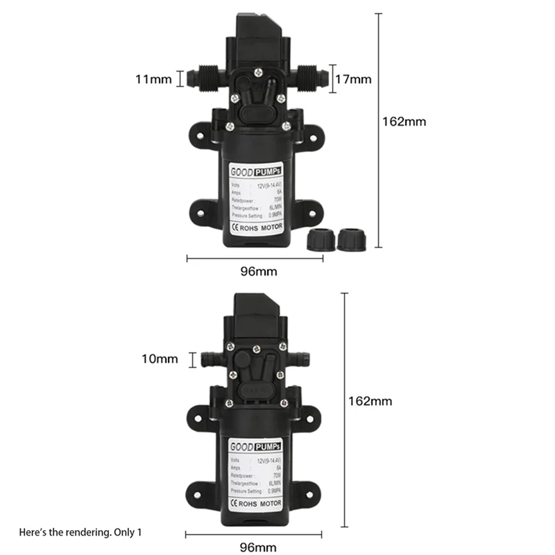 1Pcs Automatic Flow Switch 6L/Min DC12V 70W 130PSI AUTO Diaphragm Water Pump Self Priming Pumps, Straight