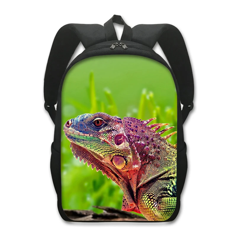 Répteis Pet Frog Chameleon Snake Spider Print Mochila para Homens e Mulheres, Bolsas de Ombro para Viagem, Sacos Escolares para Crianças, Kids Book Bag