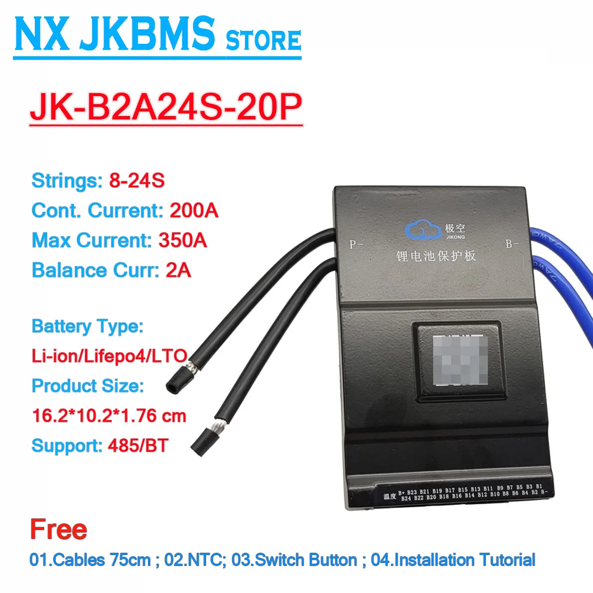 Jk Bms 7s 8s 13s 16s 20s 24s 24v 36v 48v 60v 96v 60a 80a 100a 200a 300a Jikong Li-Ion Pcb Board Lto Smart Nx Jkbms Lifepo4 B2a24s — zdjęcie produktu 6