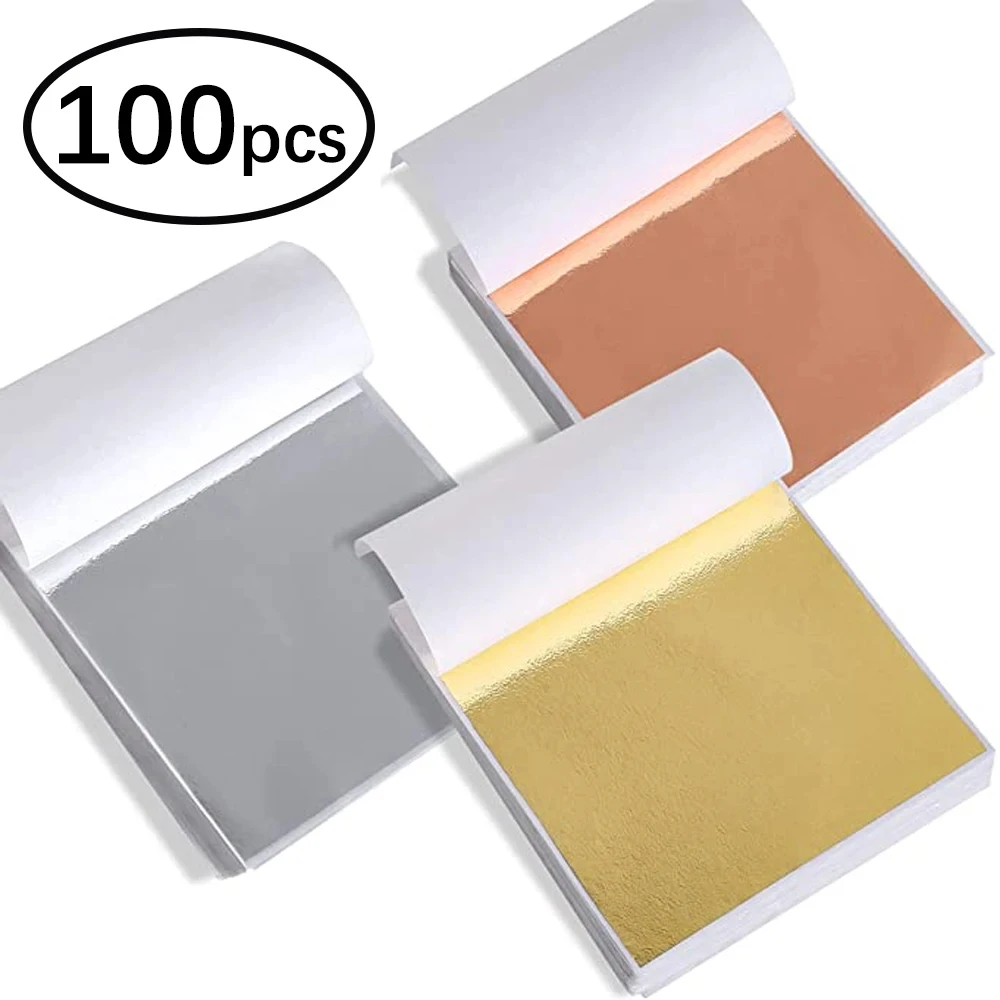

100pcs Gold Foil Sheets for DIY Craft - Chinese Wedding Background, Nail Decoration, Home Painting, Resin Gilding Leaf