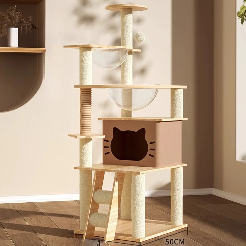 Tower Wood Cat Scrapers Toys Nest High Claw Sharpener Board Cat Scrapers Cute Tree Home Drapak Dla Kota Cat Supplies MR50CS