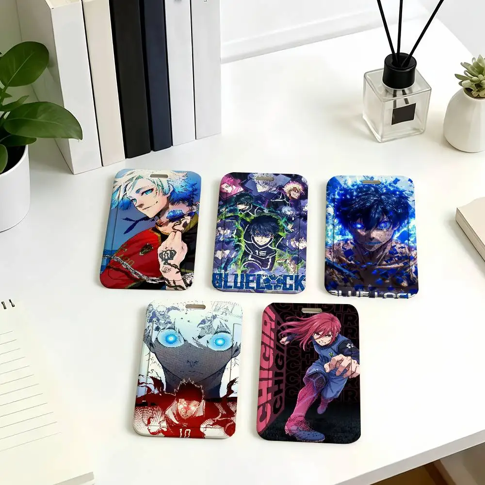 Comic B-Blue L-Lock Card Holder Corporate Business Work Badge Holders Uisex Credit Bus Daily Commute ID Case