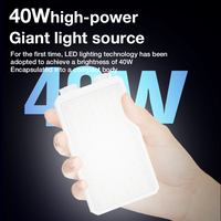 Portable LED Video Light 40W RGB Pocket-Sized Mini Portable Light Temperature Control Built-in Rechargeable Battery PD Charging