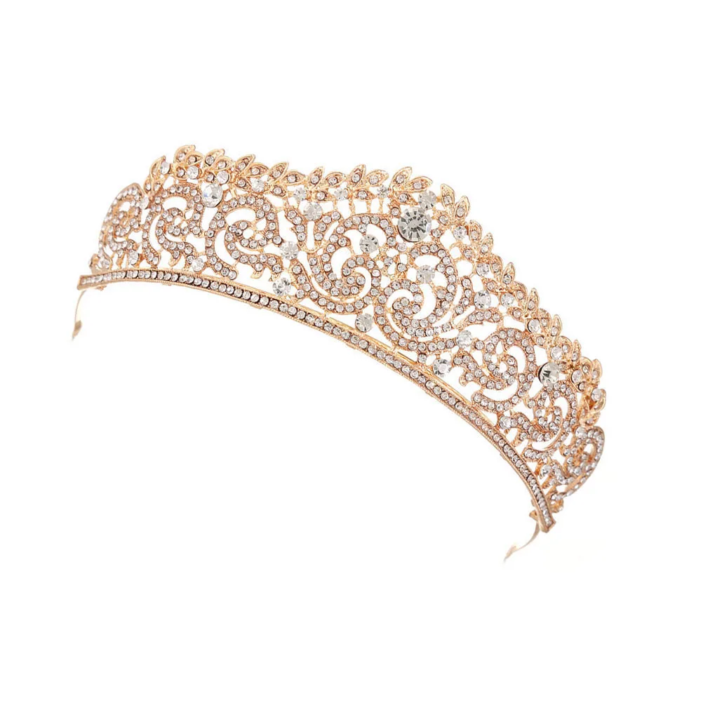 

Gorgeous Baroque Crown Vintage Rhinestone Wedding Headdress Golden Free Size Women Girls Engagement Parties Distinct Charm