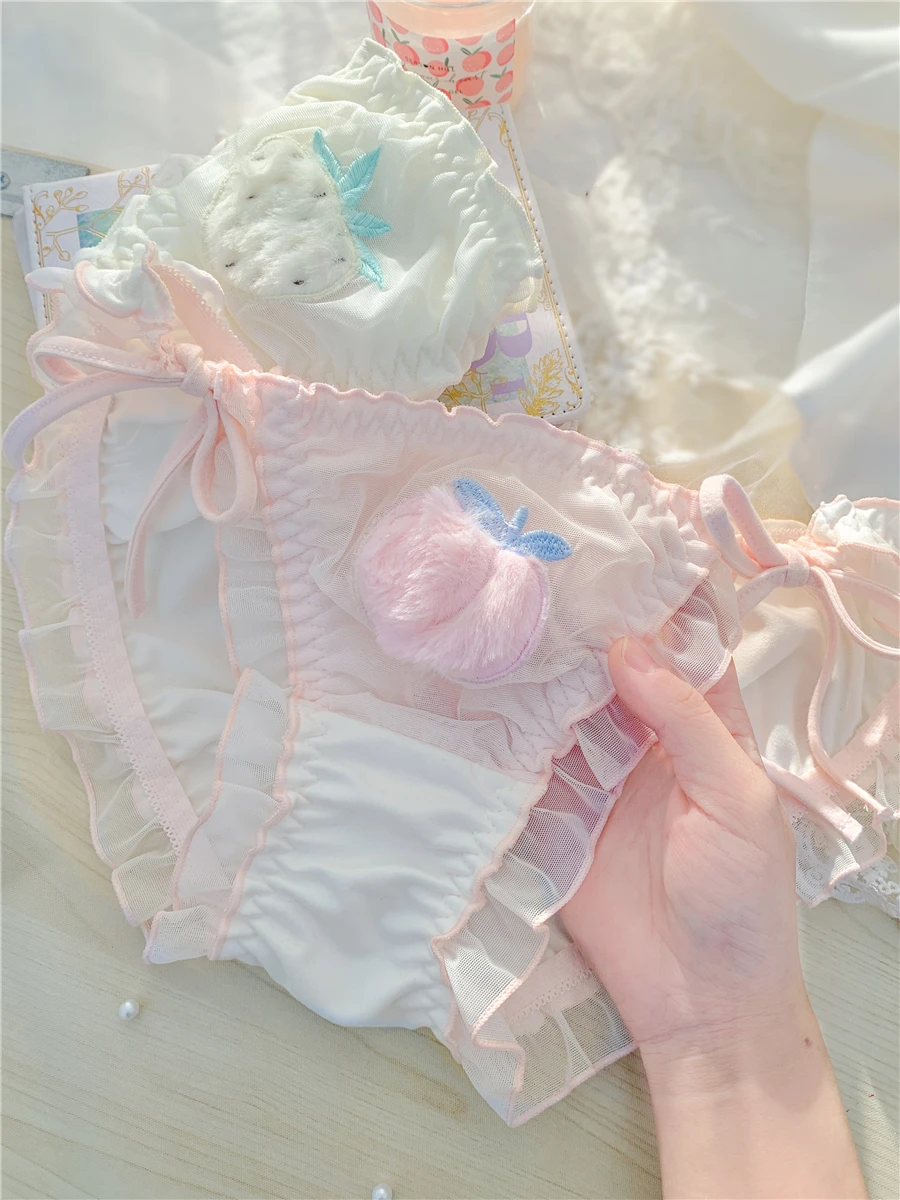 Lingerie Women\'s Sweet Cute Women Japanese Girls Split Design Sexy Cotton Underwear Plush peaches Women\'s Briefs tang