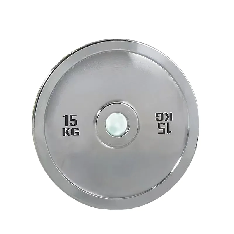 Gym Fitness  Weight Dumbbell Silver Disc Cast Iron Stainless Steel Plated Barbell Calibration Weight Platespromote Sales