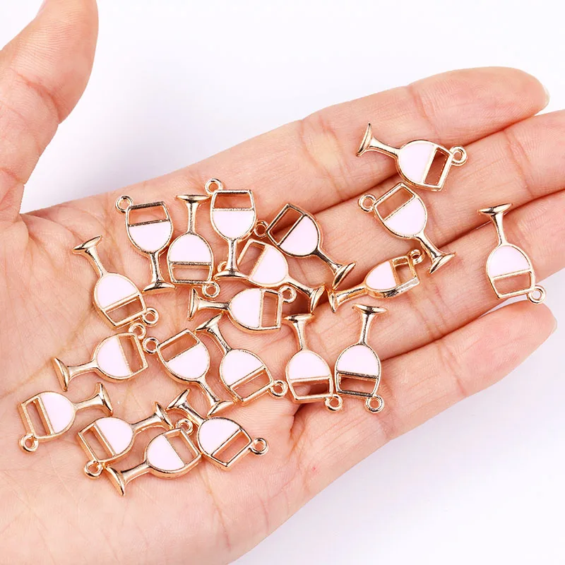 20 Stuks 10*19mm Legering Emaille Druipende Rode Wijnglas Hanger Party Fashion Charms voor Sieraden Maken DIY ketting Oorbellen Geschenken