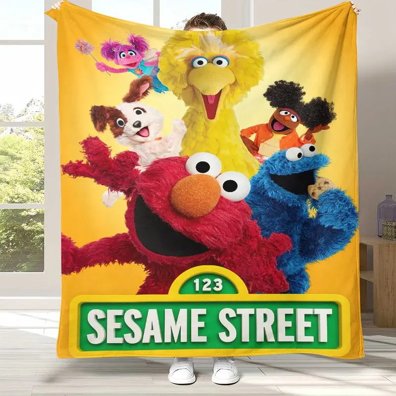 3D Vintage S-Sesame Street Elmo Cookie Monster Soft Flannel Throw Blanket,Cozy Warm Blanket for Bed,Sofa,Living Room,Picnic,Kid