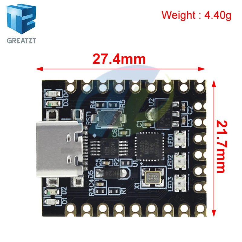GREATZT NANO V3.0 / Nano SuperMini Type-C Development Board Atmega328p Chip Ch340 Serial Port For Arduino
