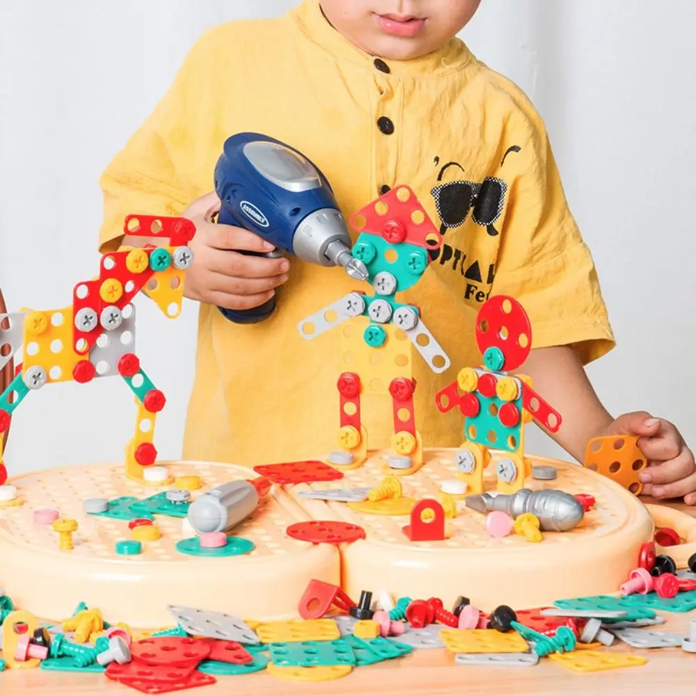 

203 Pieces Baby Puzzle Assembling Toys Creative Mosaic Puzzle Hands-On Screw Tool Set Toys STEM Interactive Children Repair Kit